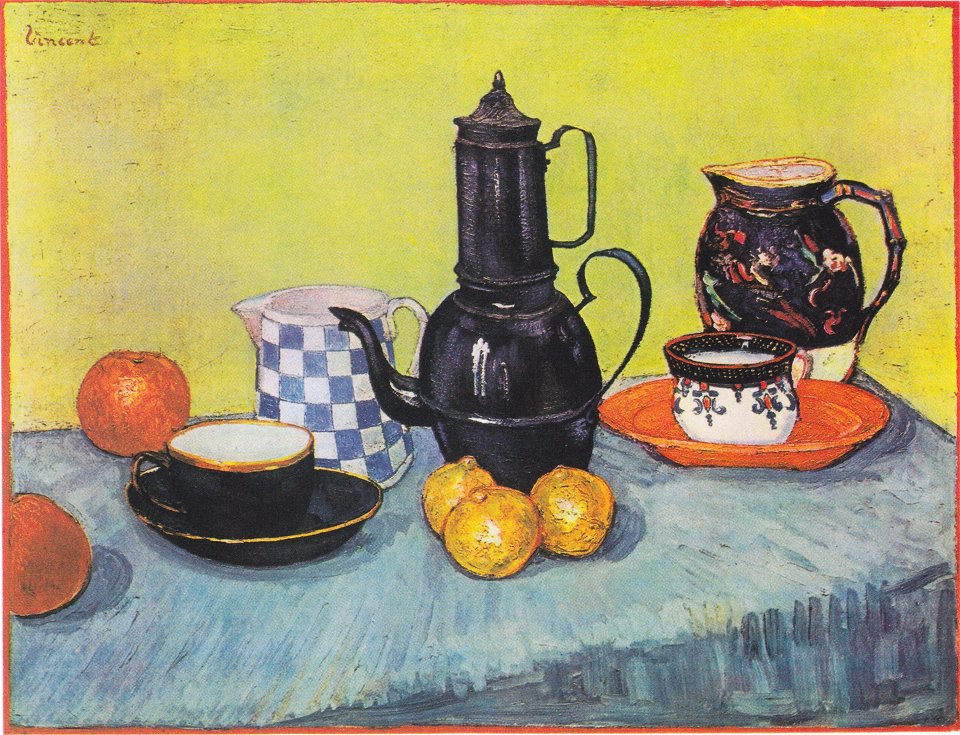 Van Gogh - Stillleben mit Kaffeekanne, Geschirr und Früchten
