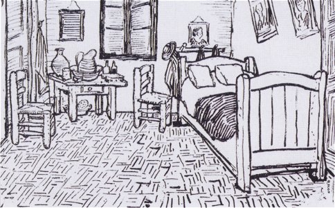 Van Gogh - Vincents Schlafzimmer in Arles. Free illustration for personal and commercial use.