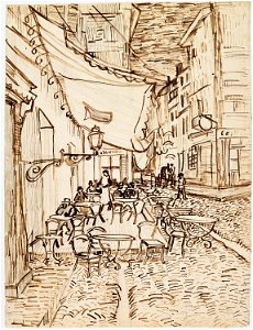 Vincent van Gogh. Café Terrace at Night. 1888. Reed pen and ink over pencil on laid paper, (65.4 x 47.1 cm). Dallas Museum of Art