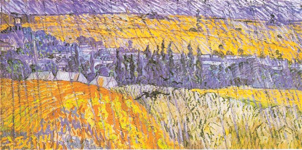 Van Gogh - Landschaft bei Auvers im Regen. Free illustration for personal and commercial use.