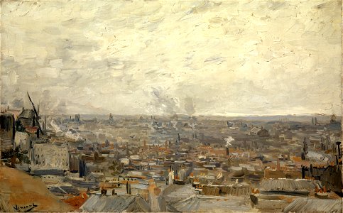 Vista de París desde Montmartre, por Vincent van Gogh. Free illustration for personal and commercial use.