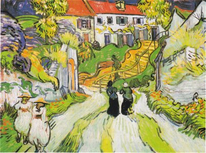 Van Gogh - Dorfstraße und Treppe in Auvers mit Figuren