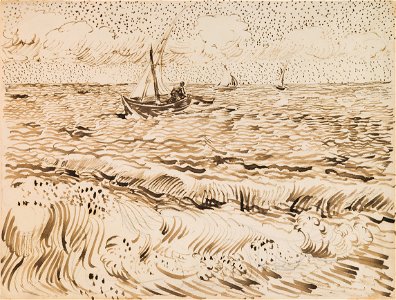 Vincent van Gogh - Fishing Boats at Saintes-Maries-de-la-Mer. Free illustration for personal and commercial use.