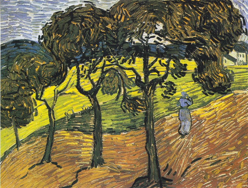 Van Gogh - Landschaft mit Bäumen und Figuren