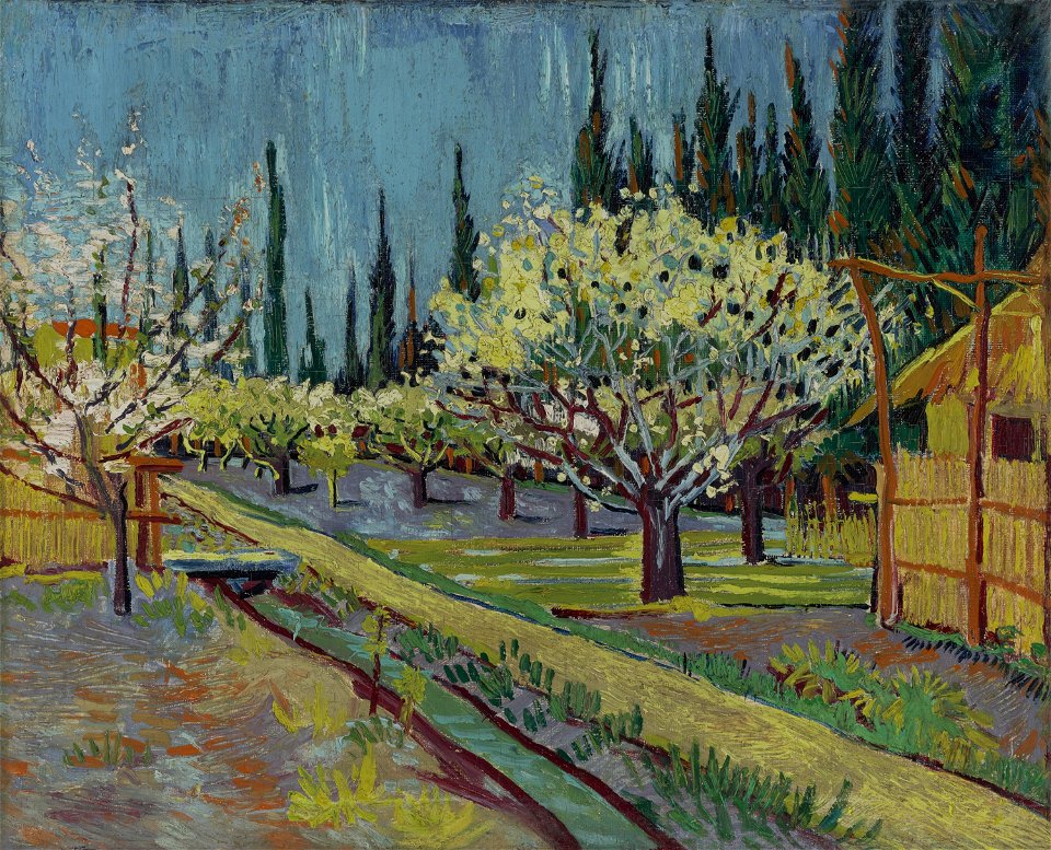 Vincent van Gogh - Orchard Bordered by Cypresse (1888)