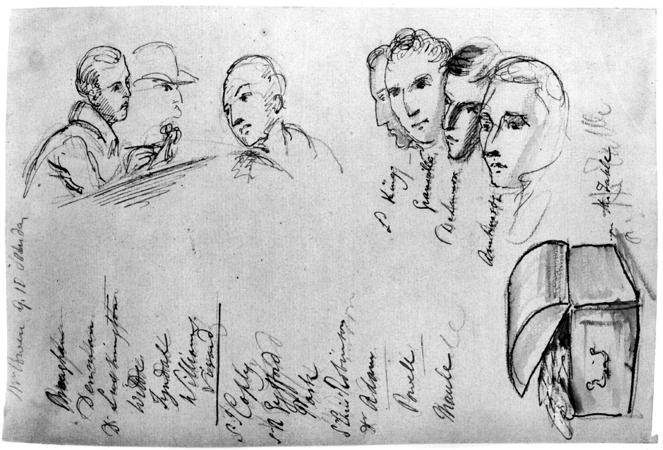 Various heads including 7th Baron King of Ockham, 1st Earl Granville, 5th Earl de la Warr and 1st Earl Amherst of Arracan by Sir George Hayter