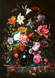 Vase of Flowers painting by Jan Davidsz. de Heem Mauritshuis 1099. Free illustration for personal and commercial use.