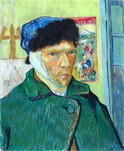 Vincent van Gogh - Self-portrait with bandaged ear (1889, Courtauld Institute). Free illustration for personal and commercial use.