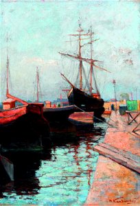 Vassily Kandinsky, 1898 - Odessa Port. Free illustration for personal and commercial use.