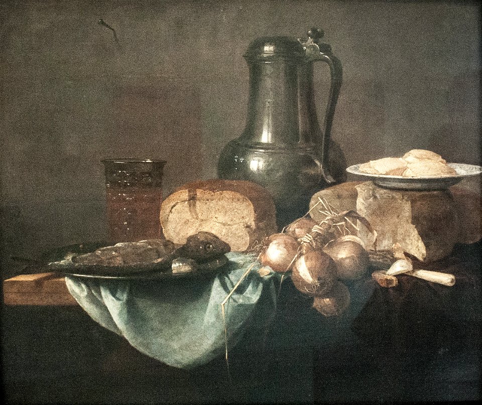 Van Rabel - Still Life with Fish, Bread and Onions