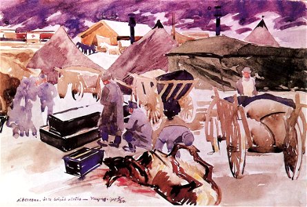 Vaszary János Nagybereznai tábor, sütöde (1915)