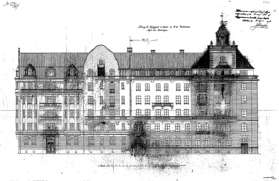 Vedbäraren 18 och 19, fasad, 1918