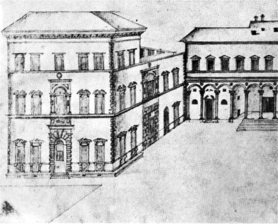 Veduta di palazzo grifoni incompleto, fine del XVI sec