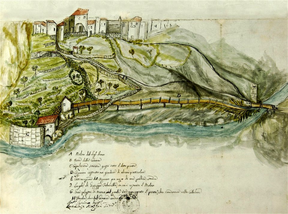 Veduta del mulino del signor Siervo, Lagonegro 1827 - san dl SAN IMG-00002968