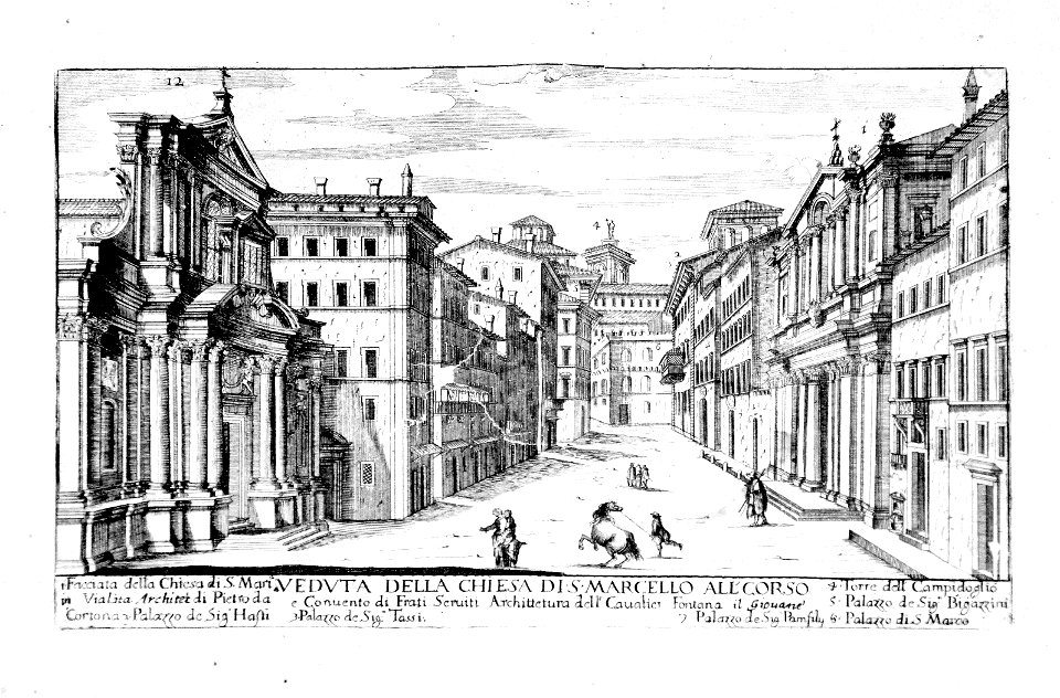 Vedvta della chiesa di S. Marcello All Corso bw