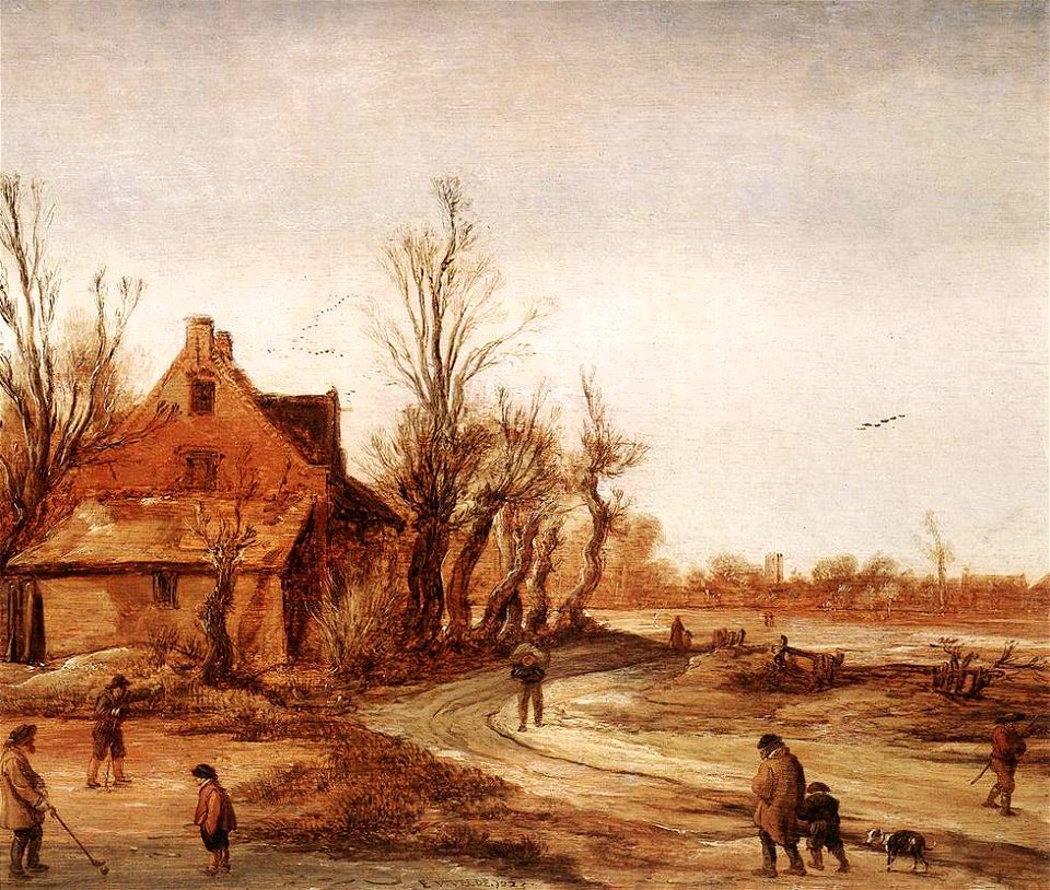 Esaias van de Velde - Winter Landscape - WGA24504. Free illustration for personal and commercial use.