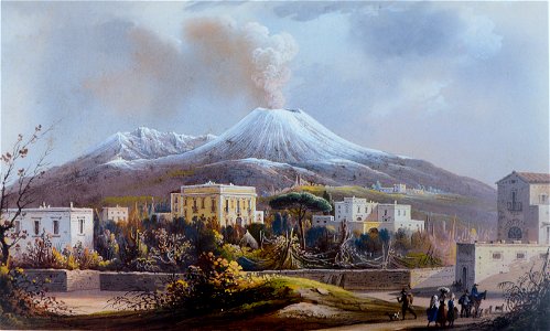 Veduta con la neve da Torre del Greco - anonimo XIX sec