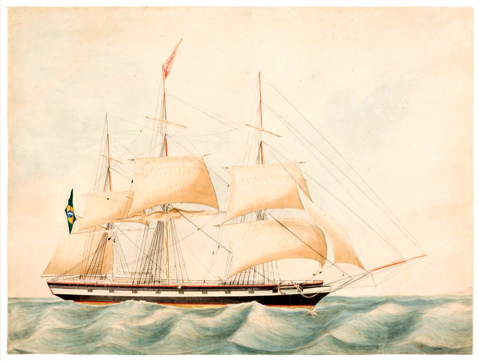 Veleiro de três mastros (atribuído), da Coleção Brasiliana Iconográfica