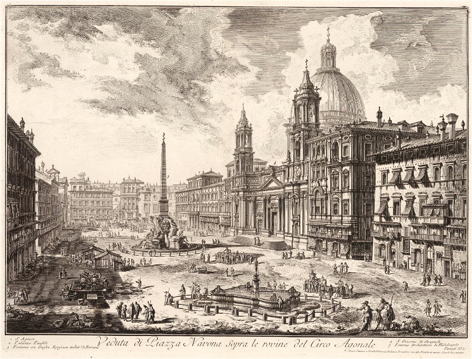 Veduta di Piazza Navona sepra le rovine del Circo Agonale, objectnr A 18671