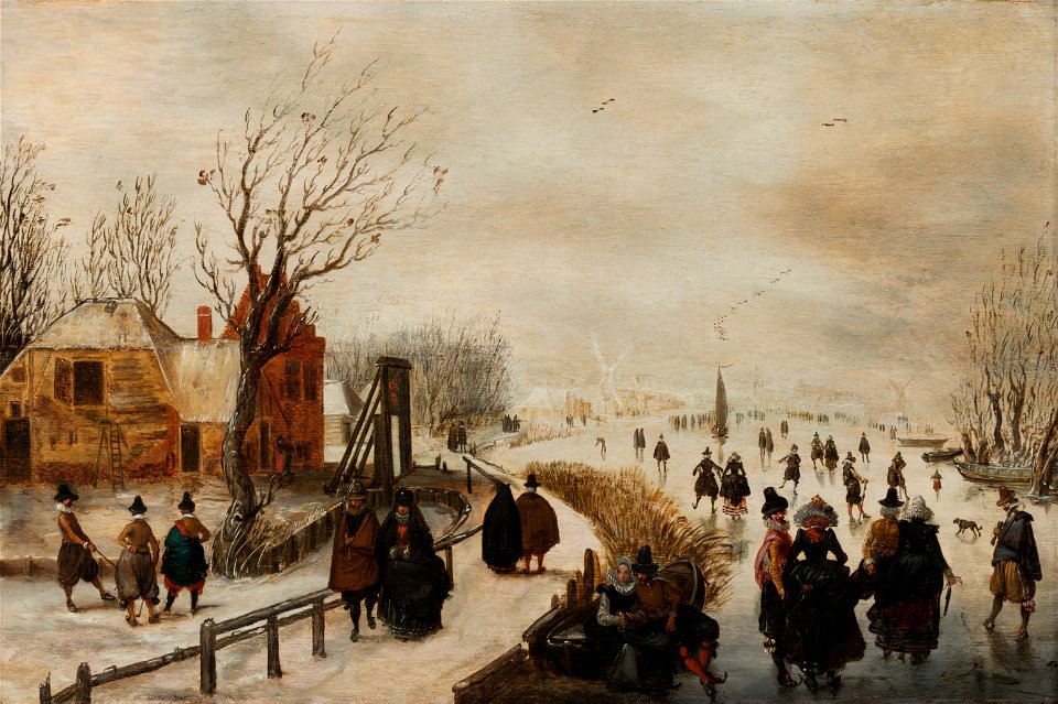 E. van de Velde - Winterlandschap met schaatsers - NK2178 - Cultural Heritage Agency of the Netherlands Art Collection