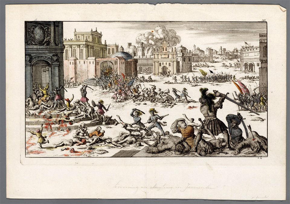 Vele tonelen van moord op een plein tijdens de verovering van Jeruzalem, objectnr A 41619