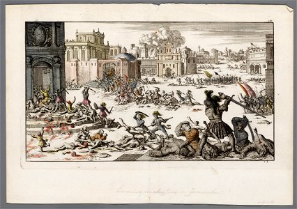Vele tonelen van moord op een plein tijdens de verovering van Jeruzalem, objectnr A 41619