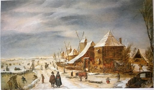 Esaias van de Velde - Winter Landscape with Windmills