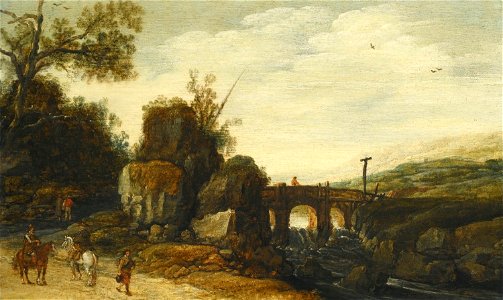 A Rocky Landscape with a Bridge over a River by Esaias van de Velde