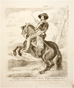 Goya Equestrian portrait of Gaspar de Guzmán, Count-Duke of Olivares after velazquez. Free illustration for personal and commercial use.