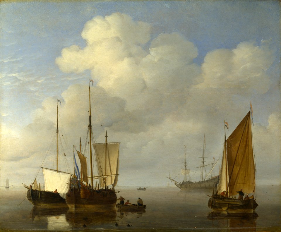 Willem van de Velde II - Dutch Ships in a Calm. Free illustration for personal and commercial use.