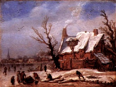 Esaias van de Velde - Winter Landscape - WGA24505. Free illustration for personal and commercial use.