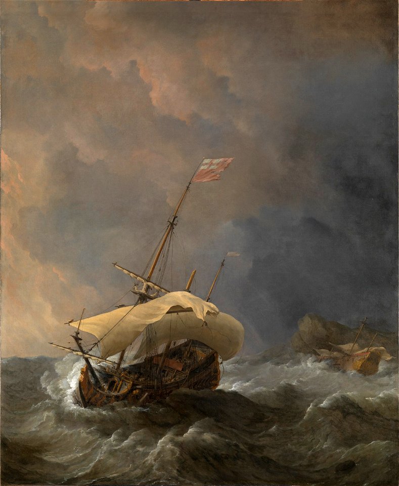 Willem van de Velde the Younger - An English Ship in a Gale Trying to Claw off a Lee Shore