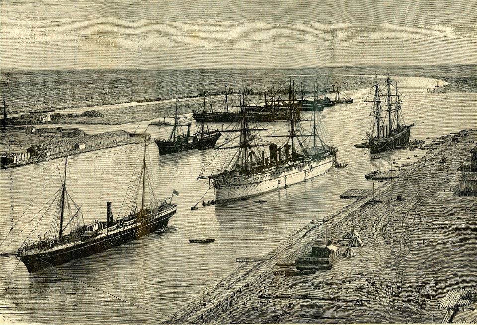 Veduta dell’imboccatura del canale di Suez da Porto Said