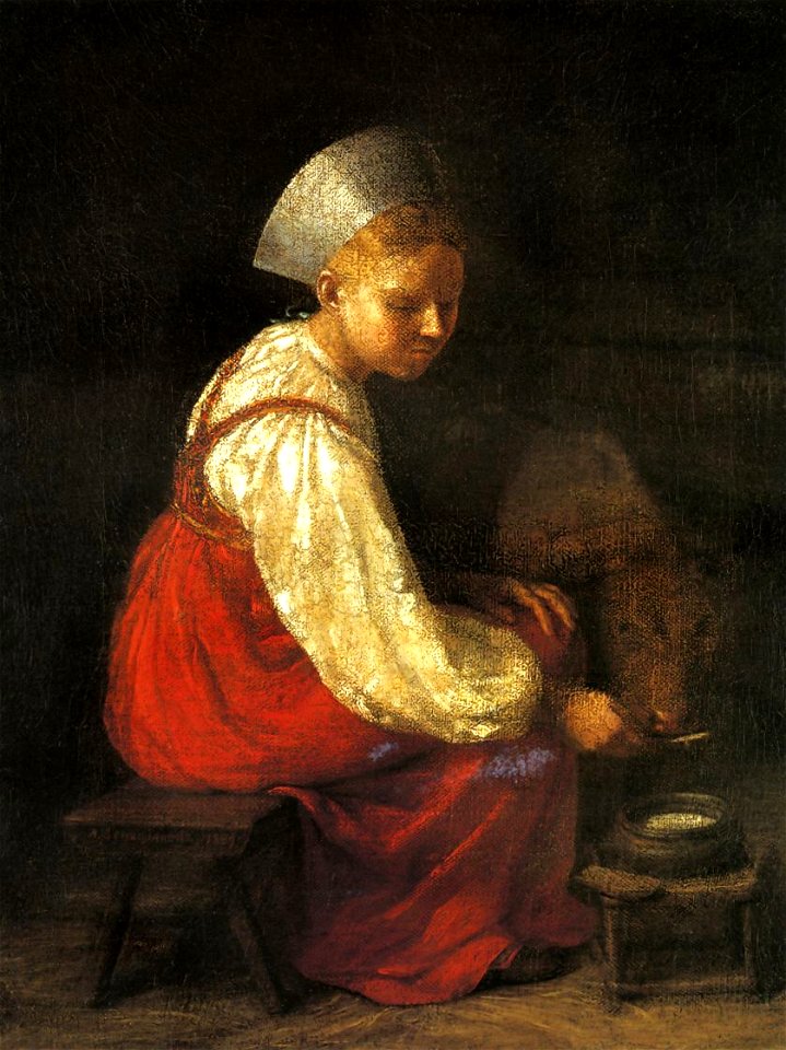 Venetsianov girl calf (Pushkin Museum)