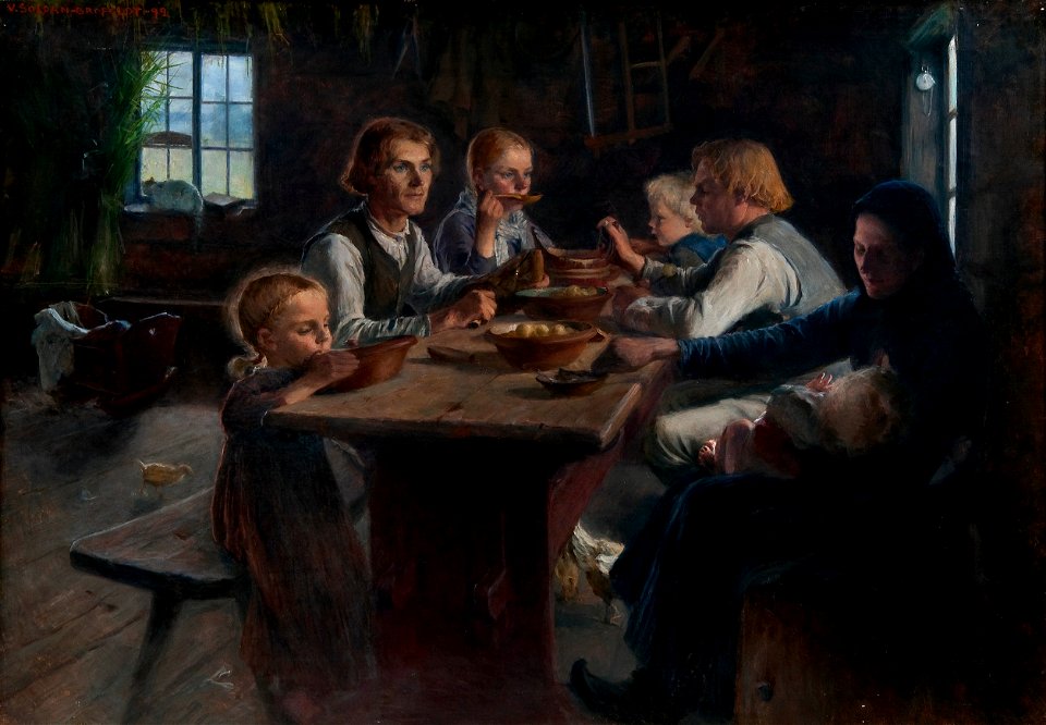 Venny Soldan-Brofeldt - Supper at a Finnish farmhouse (1892)