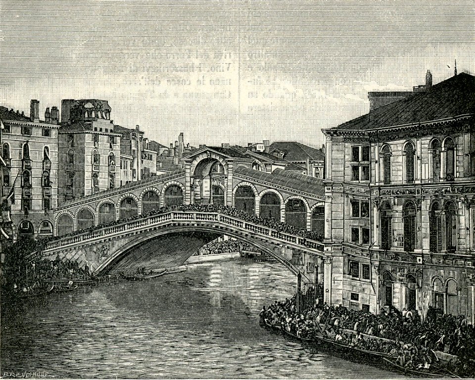 Venezia ponte di Rialto in attesa della regata