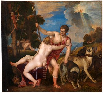 Venus and Adonis by Titian. Free illustration for personal and commercial use.