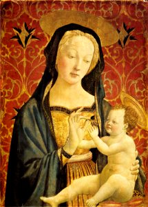 Veneziano-madonna and child - burgundy xmas. Free illustration for personal and commercial use.