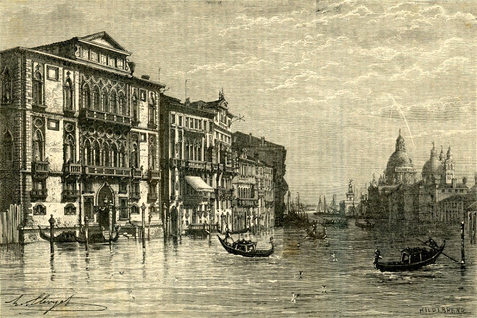 Venezia Il Canal Grande xilografia