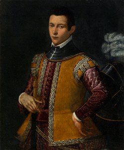 Venetian School Portrait of a Man Holding a Sword. Free illustration for personal and commercial use.