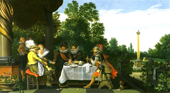 Esaias van de Velde - Vrolijk gezelschap op een tuinterras