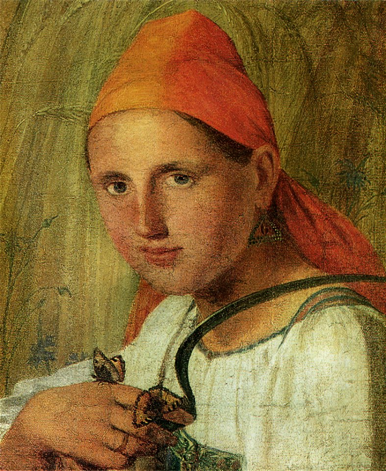 Venecianov Aleksej Gavrilovic 1780 1847 Baeuerin mit Schmetterling