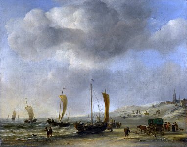Willem van de Velde II - The Shore at Scheveningen. Free illustration for personal and commercial use.