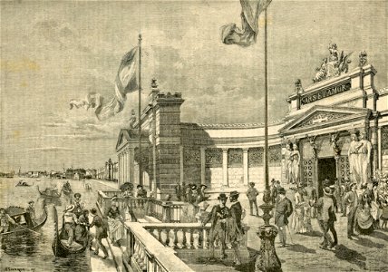 Venezia facciata dell’esposizione di Belle Arti vista dalla Laguna