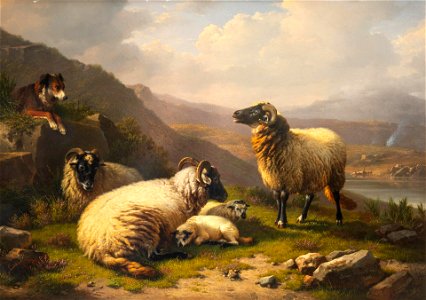 Sheep Dog Guarding His Flock by Eugène Verboeckhoven, 1860