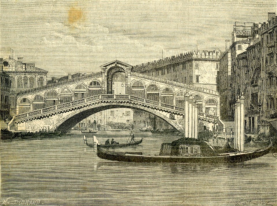 Venezia Il ponte di Rialto xilografia