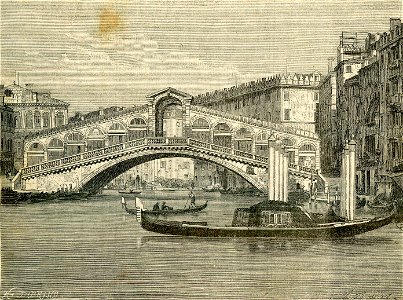 Venezia Il ponte di Rialto xilografia. Free illustration for personal and commercial use.