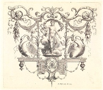 Venus en Amor in ornamenteel kader