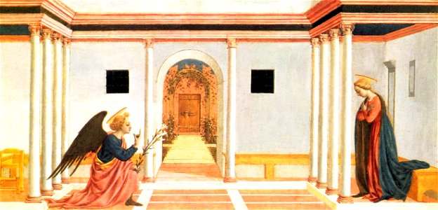 Annunciation (predella 3), fitzwilliam museum, Cambridge. Free illustration for personal and commercial use.