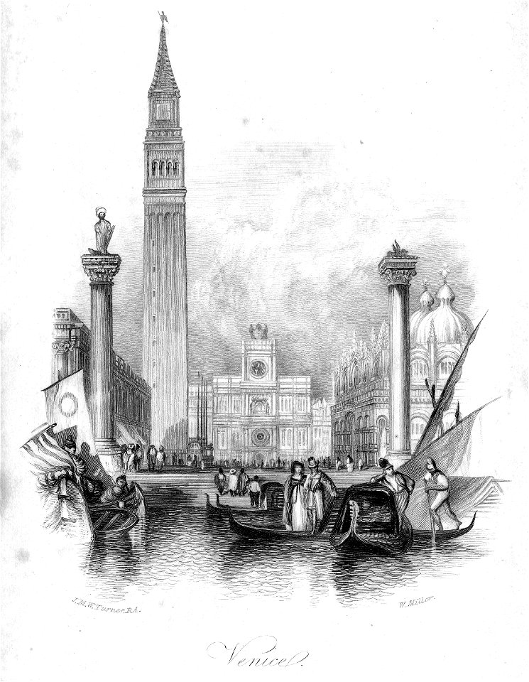 Venice. the Campanile engraving by William Miller after Turner R528